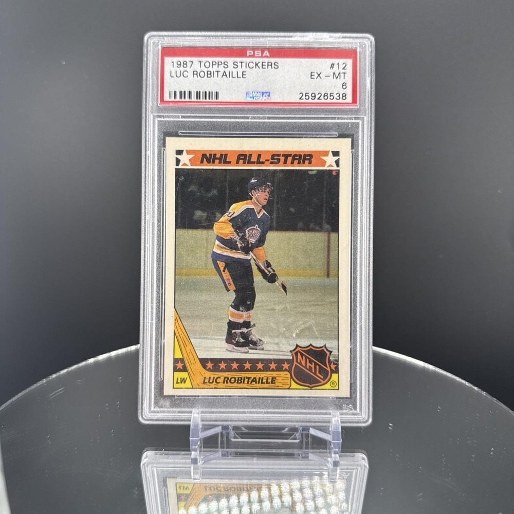 1987-88 Topps Sticker Luc‎ Robitaille #12 All Star Rookie PSA 6 EX HOF LA Kings